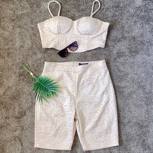 Bustier Tank and Biker Shorts Tan Matching Set NWT XL